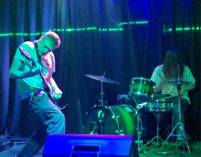 Stage in green and blue light